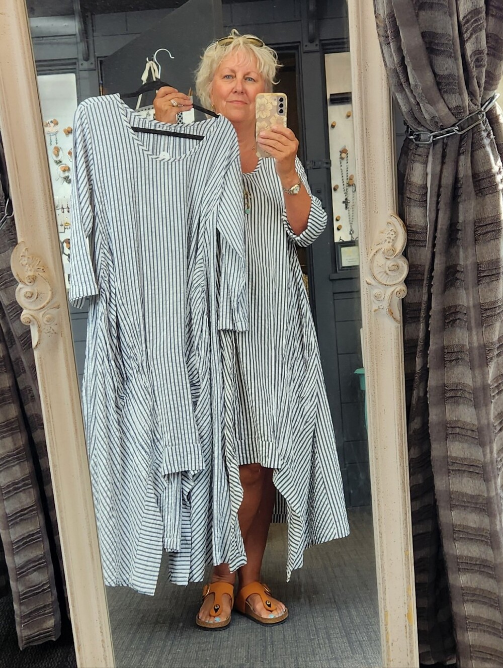 Lexi Dress in White Marina Seersucker Stripe